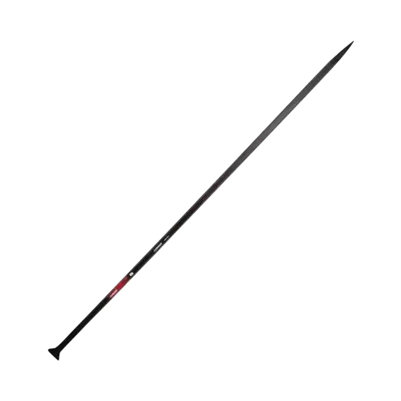 The Go Build 69 in. San Angelo Bar features a pointed tip for chipping and prying and a flat base, made of black steel. It’s shown against a white background.
